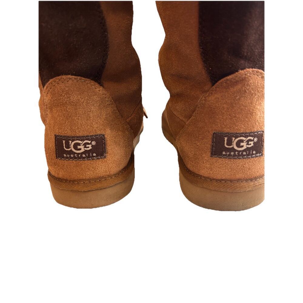 UGG Whitley Moccasin Tie Chestnut Brown Tall Suede Leather Boots Sz. 7 S/N 5230 - Picture 9 of 13